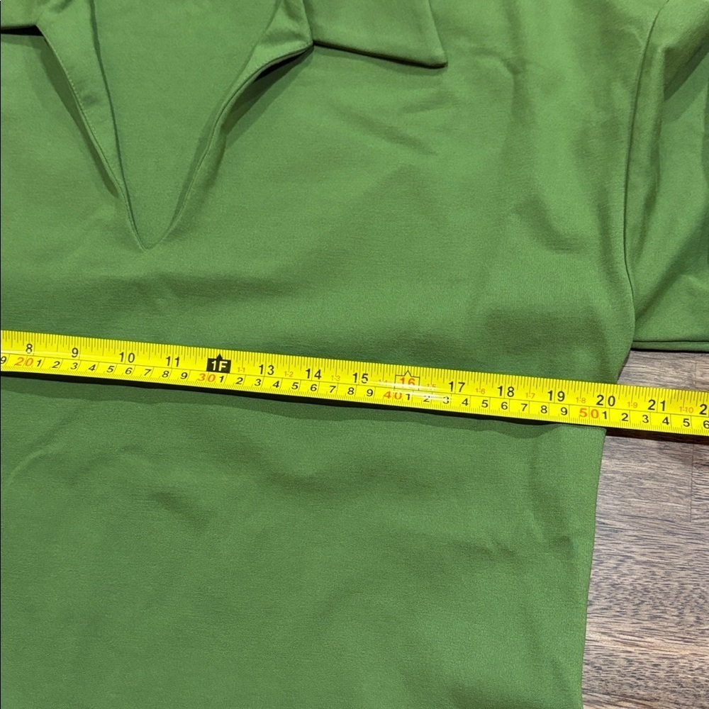 MEIMEIJ knit shift dress with half sleeve in Green. Size 44: Large - Picture 6 of 11